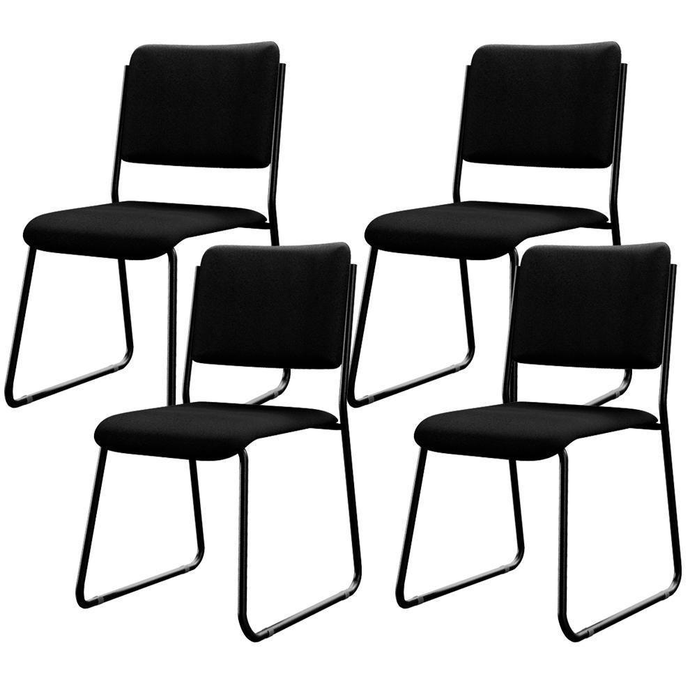 Kit 04 Cadeiras Hoteleira Auditório Empilhável Inter L02 Crepe Preto - Lyam Decor - 1