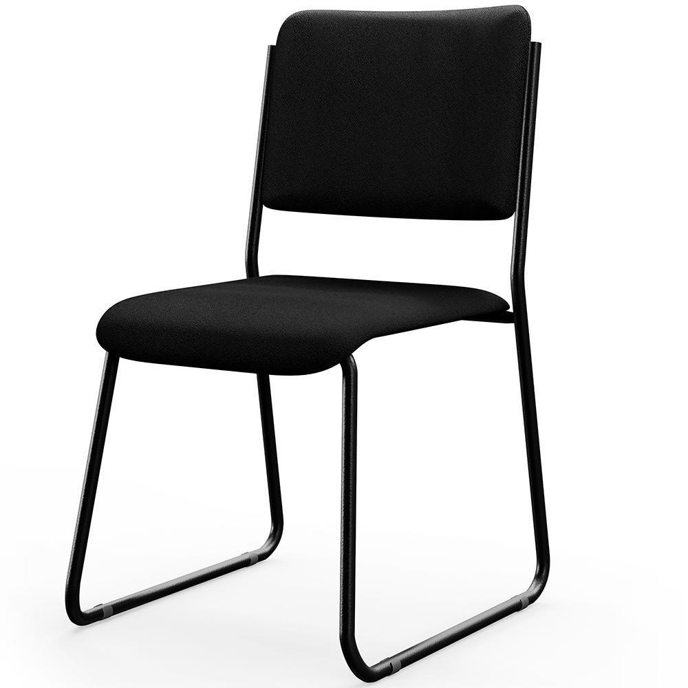 Kit 04 Cadeiras Hoteleira Auditório Empilhável Inter L02 Crepe Preto - Lyam Decor - 2