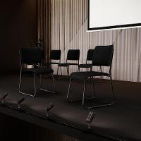 Kit 04 Cadeiras Hoteleira Auditório Empilhável Inter L02 Crepe Preto - Lyam Decor - 9