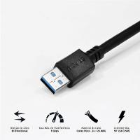 Cabo De Dados Usb A 3.0 Macho Para Usb A 3.0 Macho 28awg Puro Cobre 2 Metros - Puam3-2 - 8