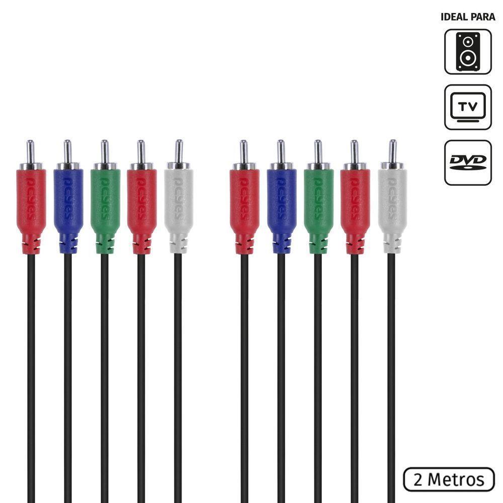 Cabo 5 Rca Macho Para 5 Rca Macho Video Componente 2 Metros - P5r-2 - 1