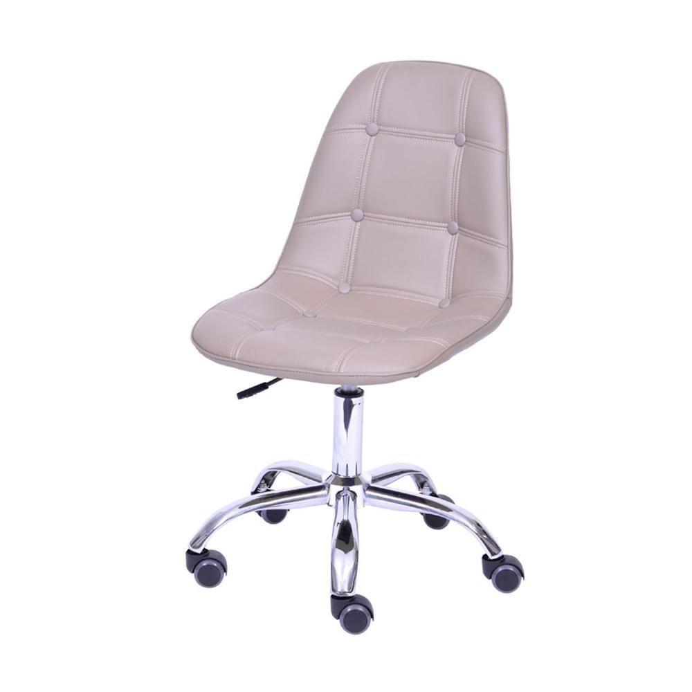 Cadeira Giratória Eames Botonê Assento Pu Fendi Base Rodizio Cromada - 1