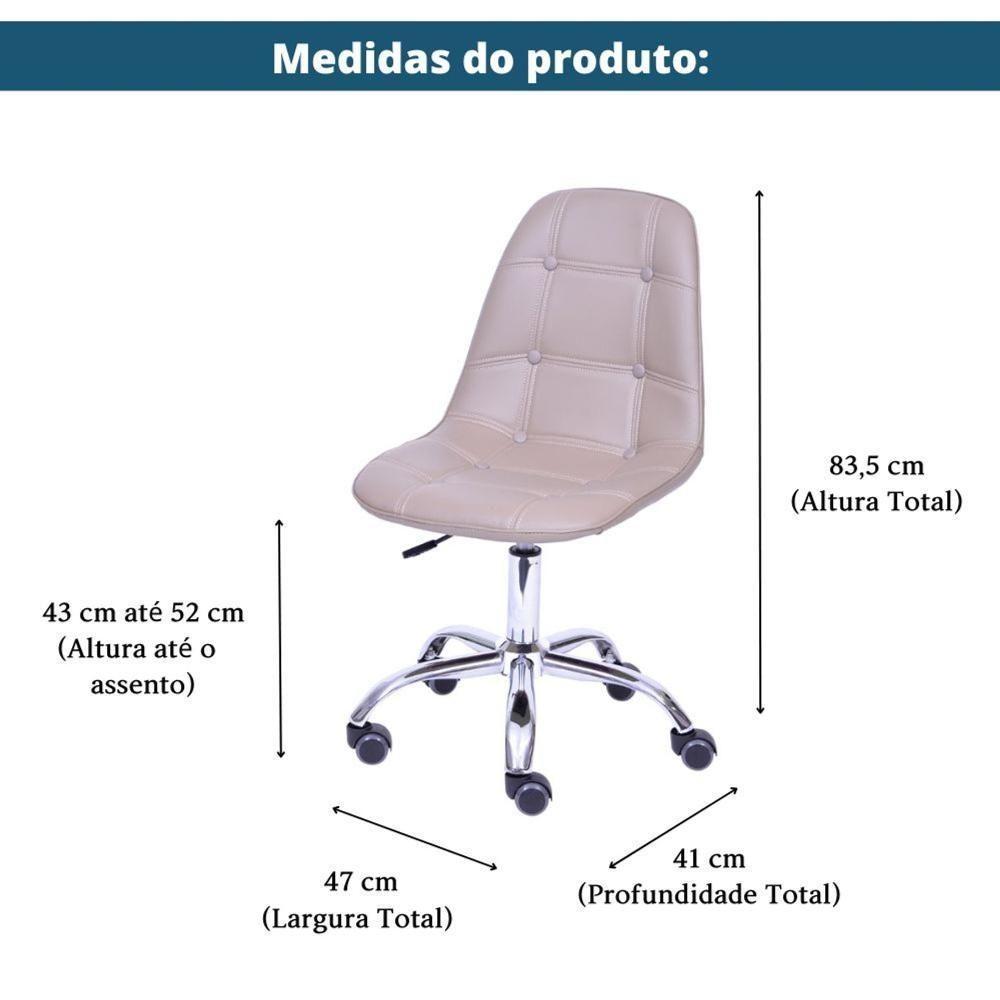 Cadeira Giratória Eames Botonê Assento Pu Fendi Base Rodizio Cromada - 2
