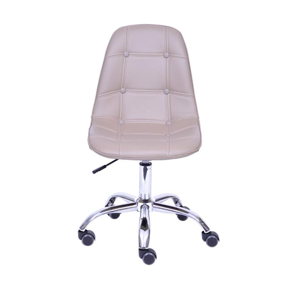 Cadeira Giratória Eames Botonê Assento Pu Fendi Base Rodizio Cromada - 3