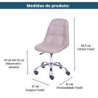 Cadeira Giratória Eames Botonê Assento Pu Fendi Base Rodizio Cromada