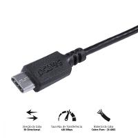 Cabo Usb A 2.0 Para Usb Tipo C Para Celular Smartphone 50cm Preto - Puacp-05 - 5