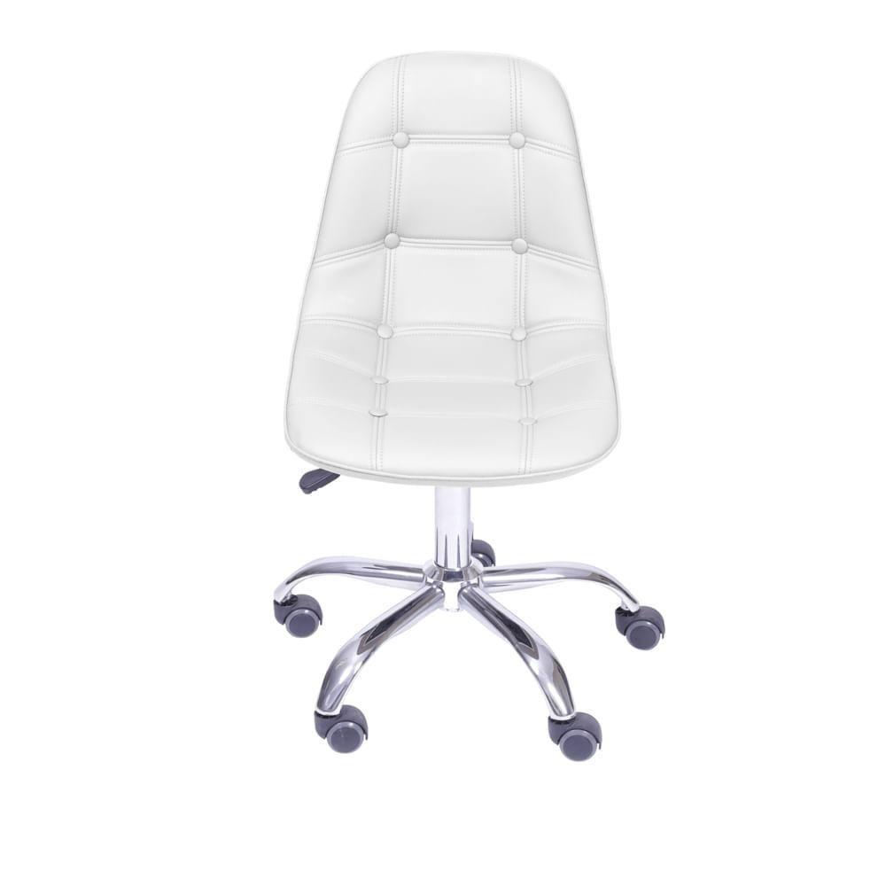 Cadeira Giratória Eames Botonê Assento Pu Branca Base Rodizio Cromada - 6