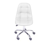 Cadeira Giratória Eames Botonê Assento Pu Branca Base Rodizio Cromada - 5