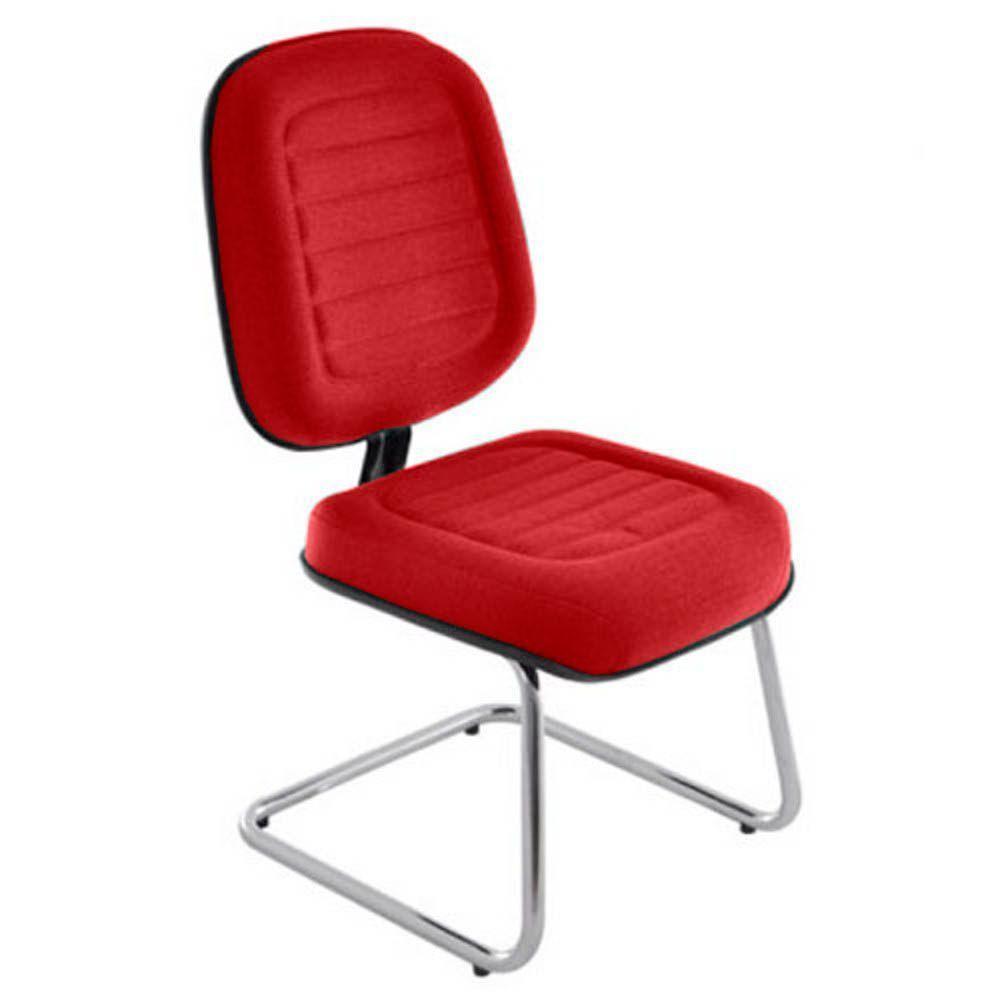 Cadeira Diretor Para Escritório Cromada Linha Blenda Vermelho - 1