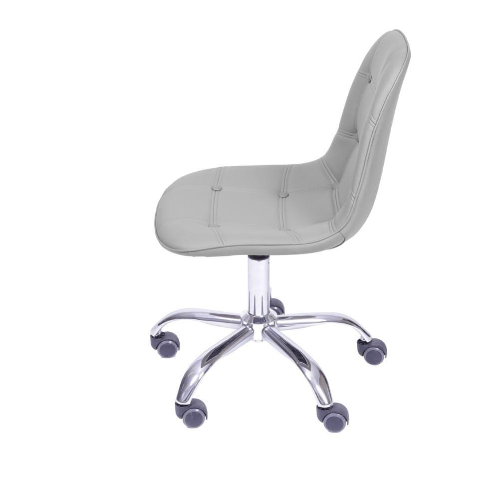 Cadeira Giratória Eames Botonê Assento Pu Cinza Base Rodizio Cromada - 3