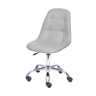 Cadeira Giratória Eames Botonê Assento Pu Cinza Base Rodizio Cromada