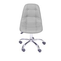 Cadeira Giratória Eames Botonê Assento Pu Cinza Base Rodizio Cromada - 2