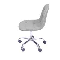 Cadeira Giratória Eames Botonê Assento Pu Cinza Base Rodizio Cromada - 3
