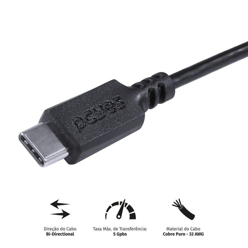 Cabo Para Hd Externo Usb Tipo C Para Micro Usb B 3.0 1 Metro Preto - P3ucmbp-1 - 7