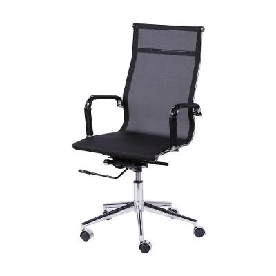 Cadeira Giratória Alta Office Tela Preto Base Rodízio Cromado