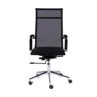 Cadeira Giratória Alta Office Tela Preto Base Rodízio Cromado - 2