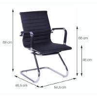 Cadeira Office Esteirinha Em Pu Preto Base Fixa Cromada - 3