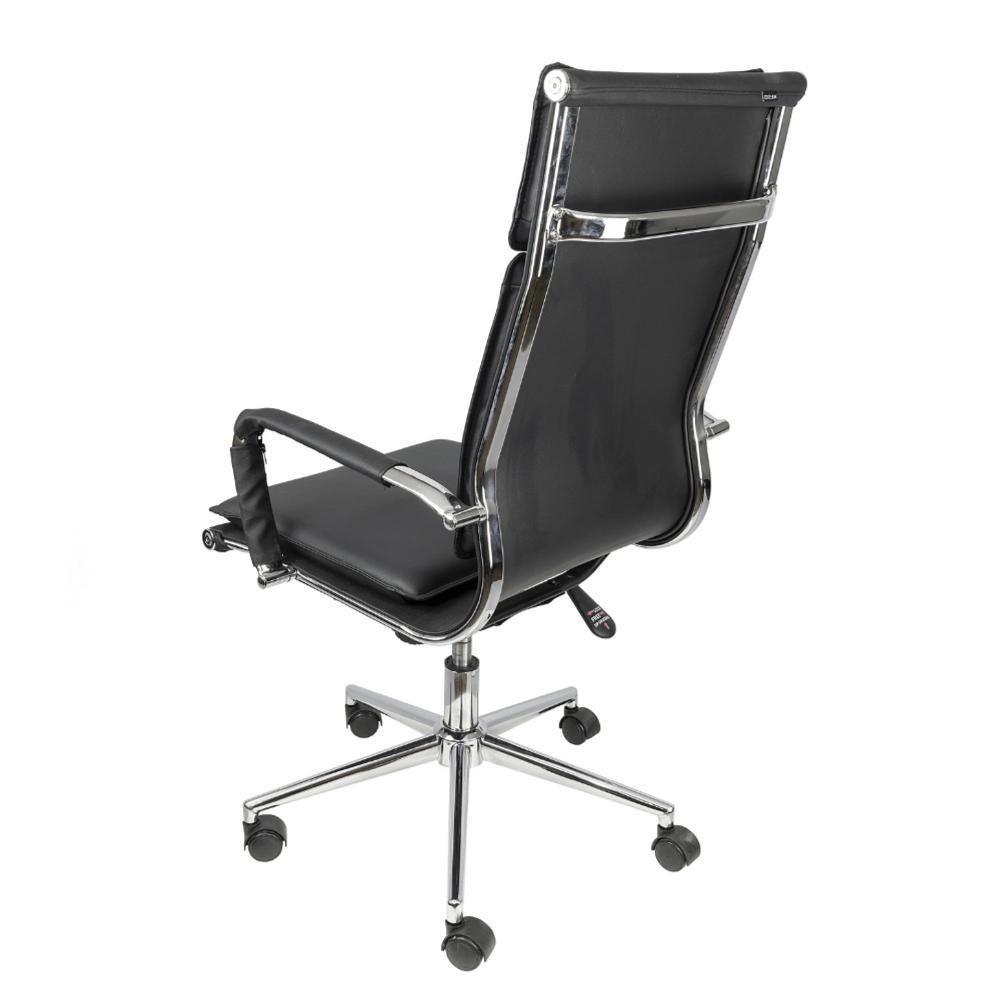 Cadeira Giratória Alta Office Soft Em Pu Preto Base Rodízio Cromado - 2