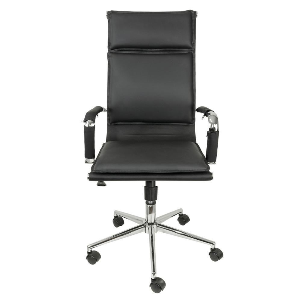 Cadeira Giratória Alta Office Soft Em Pu Preto Base Rodízio Cromado - 3