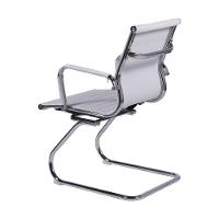 Cadeira Office Esteirinha Em Pu Branco Base Fixa Cromada - 2