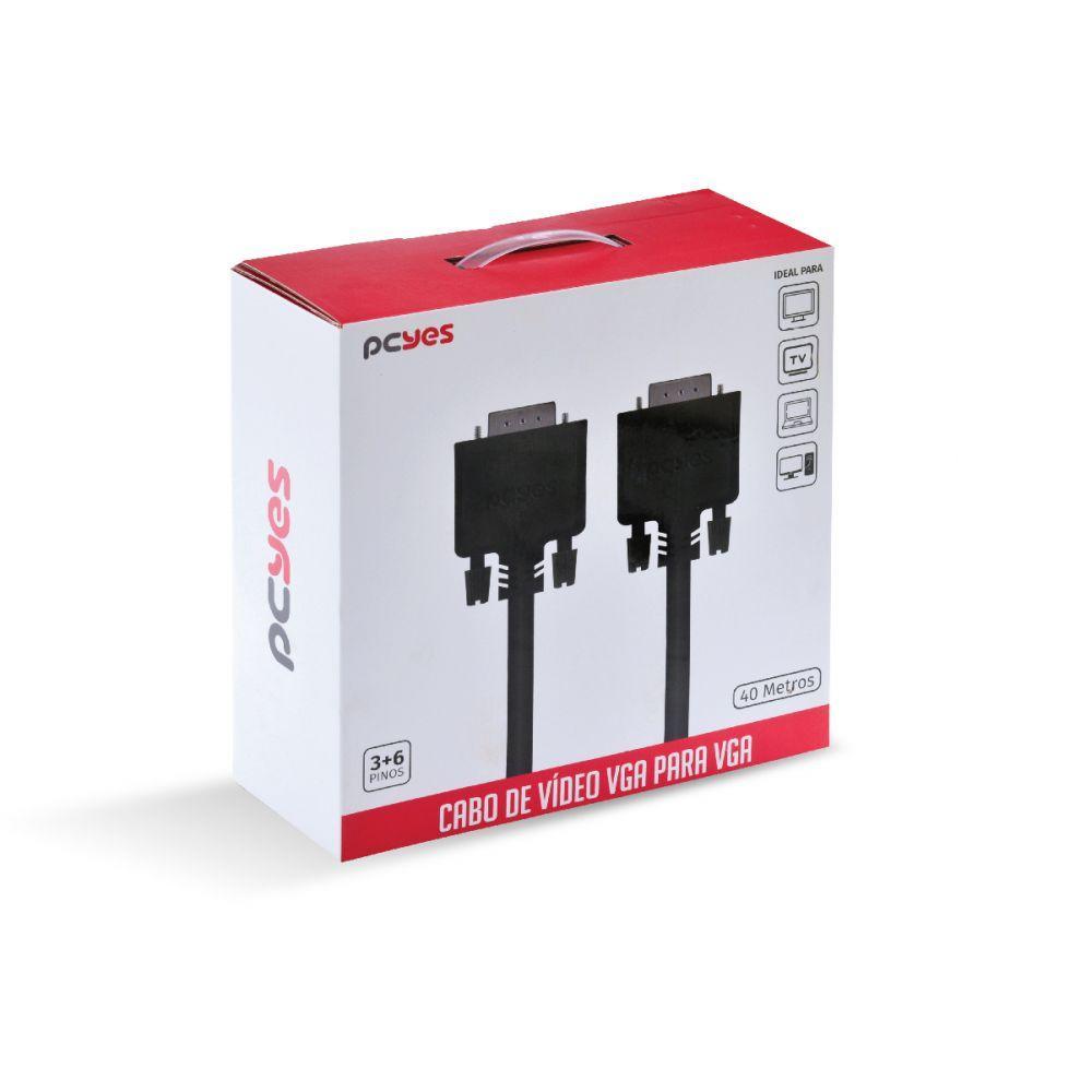 Cabo De Vídeo Vga 3+6 15 Pinos Macho Para Vga 3+6 15 Pinos Macho 28awg Puro Cobre 40 Metros - 8