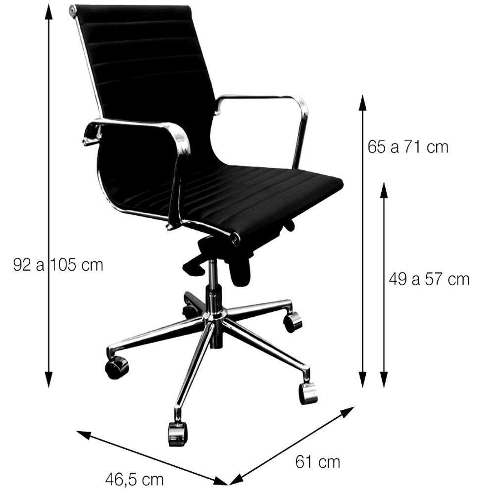 Cadeira Giratória Baixa Office Esteirinha Em Pu Cinza Base Rodízio Cromado - 4