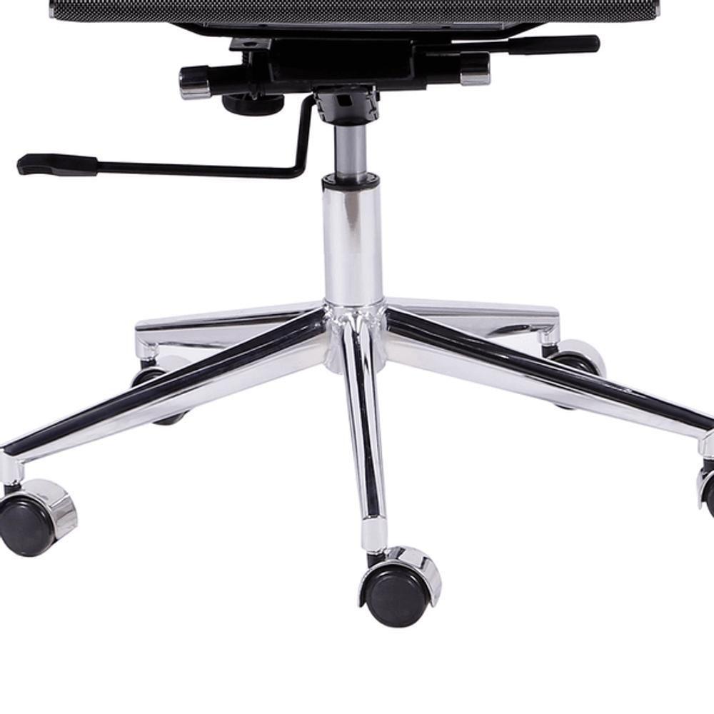 Cadeira Giratória Alta Office Tela Cinza Base Rodízio Cromado - 4