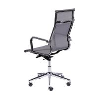 Cadeira Giratória Alta Office Tela Cinza Base Rodízio Cromado - 5