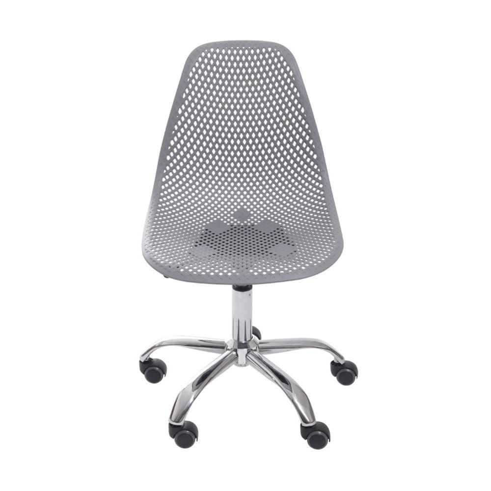 Cadeira Giratória Eames Colmeia Polipropileno Cinza Base Rodizio Cromada - 2