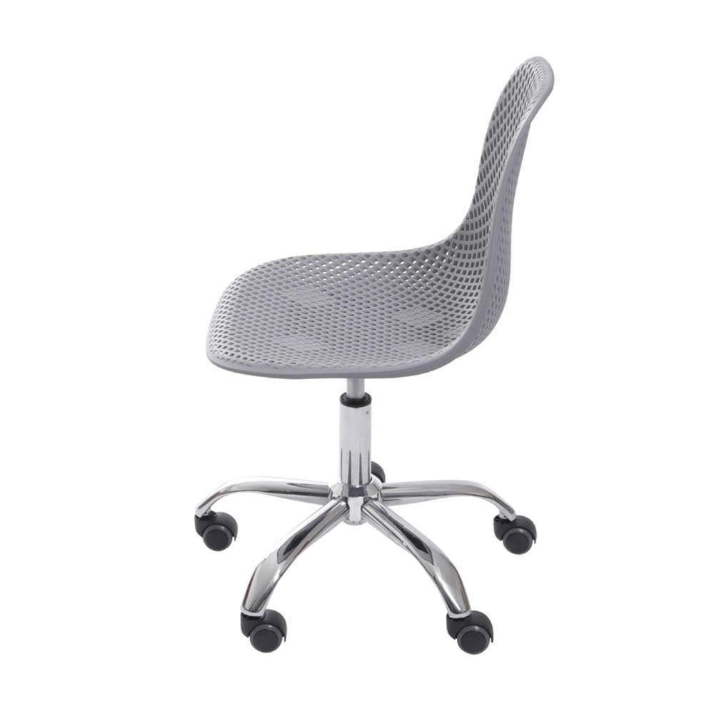 Cadeira Giratória Eames Colmeia Polipropileno Cinza Base Rodizio Cromada - 3