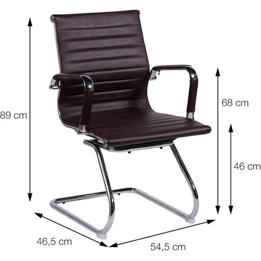 Cadeira Office Esteirinha Em Pu Café Base Fixa Cromada - 4
