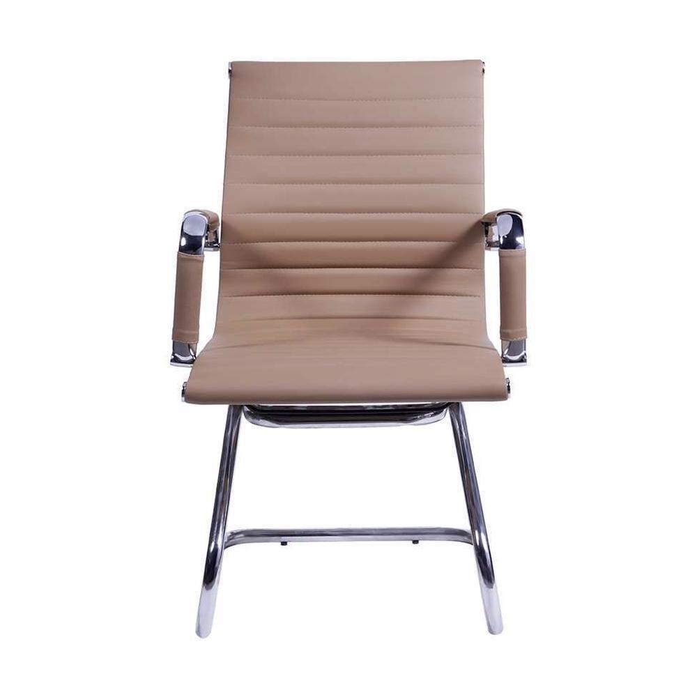 Cadeira Office Esteirinha Em Pu Caramelo Base Fixa Cromada - 3