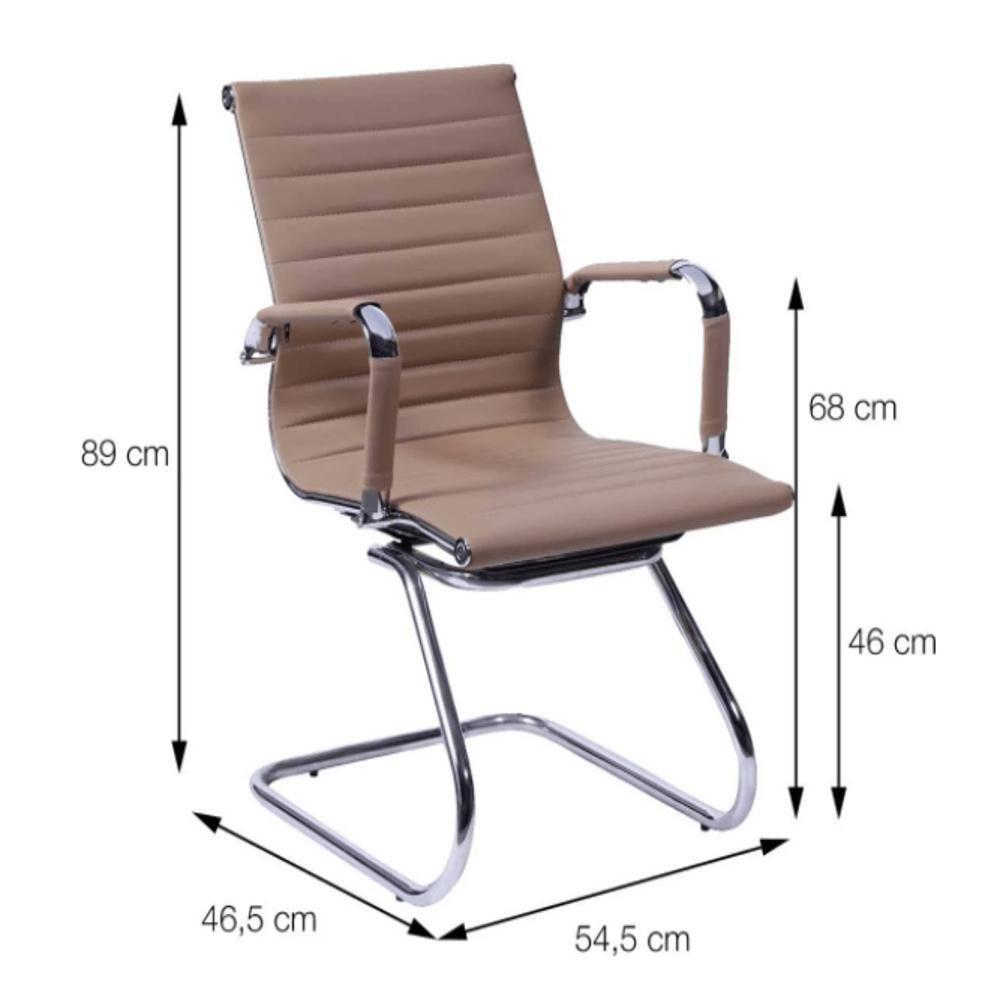 Cadeira Office Esteirinha Em Pu Caramelo Base Fixa Cromada - 4