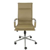 Cadeira Giratória Alta Office Soft Em Pu Caramelo Base Rodízio Cromado - 3