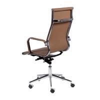 Cadeira Giratória Alta Office Esteirinha Em Pu Caramelo Base Rodízio Cromado - 2