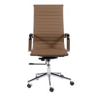 Cadeira Giratória Alta Office Esteirinha Em Pu Caramelo Base Rodízio Cromado - 3