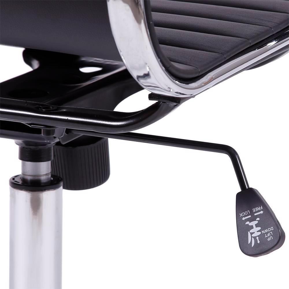 Cadeira Giratória Alta Office Esteirinha Em Pu Preto Base Rodízio Cromado - 4