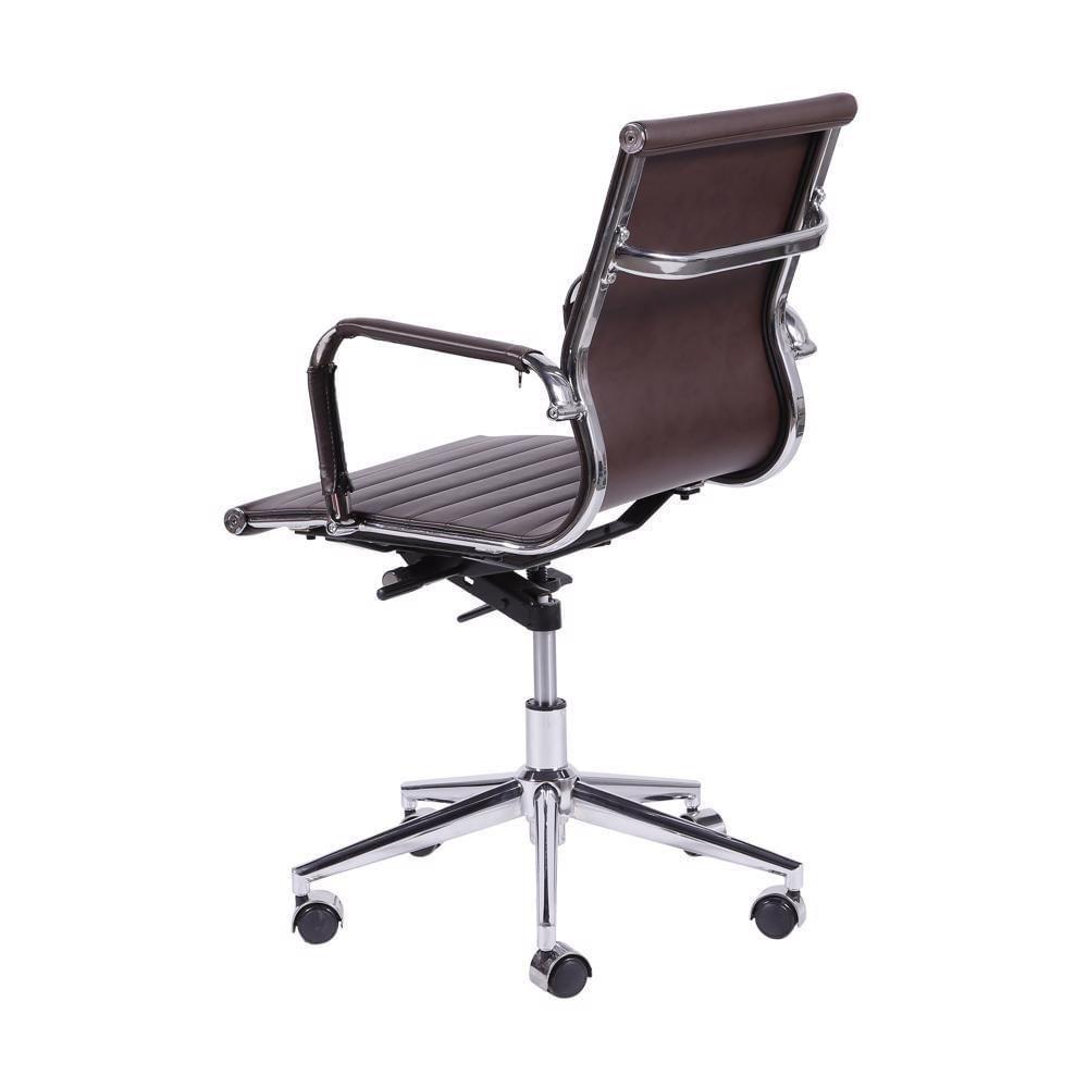 Cadeira Giratória Baixa Office Esteirinha Em Pu Café Base Rodízio Cromado - 3
