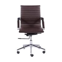 Cadeira Giratória Baixa Office Esteirinha Em Pu Café Base Rodízio Cromado - 6