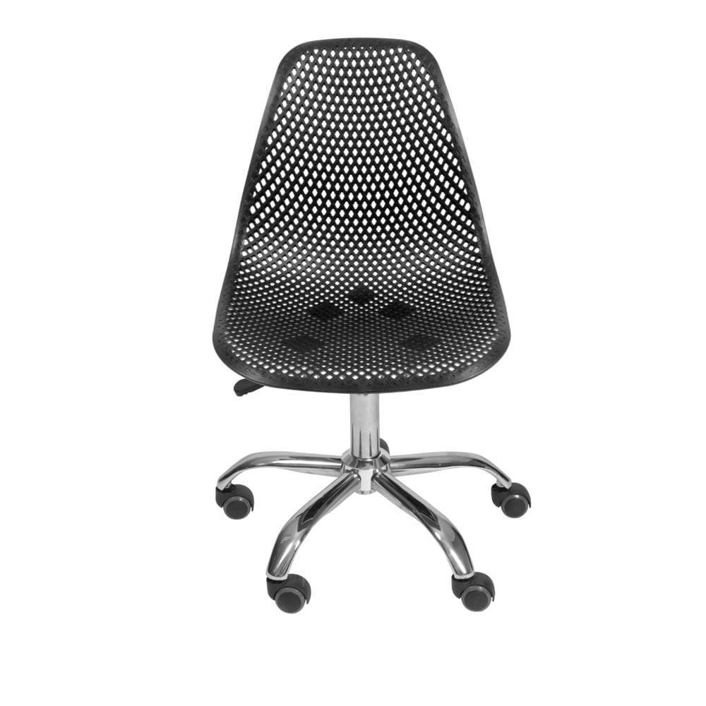 Cadeira Giratória Eames Colmeia Polipropileno Preta Base Rodizio Cromada - 3