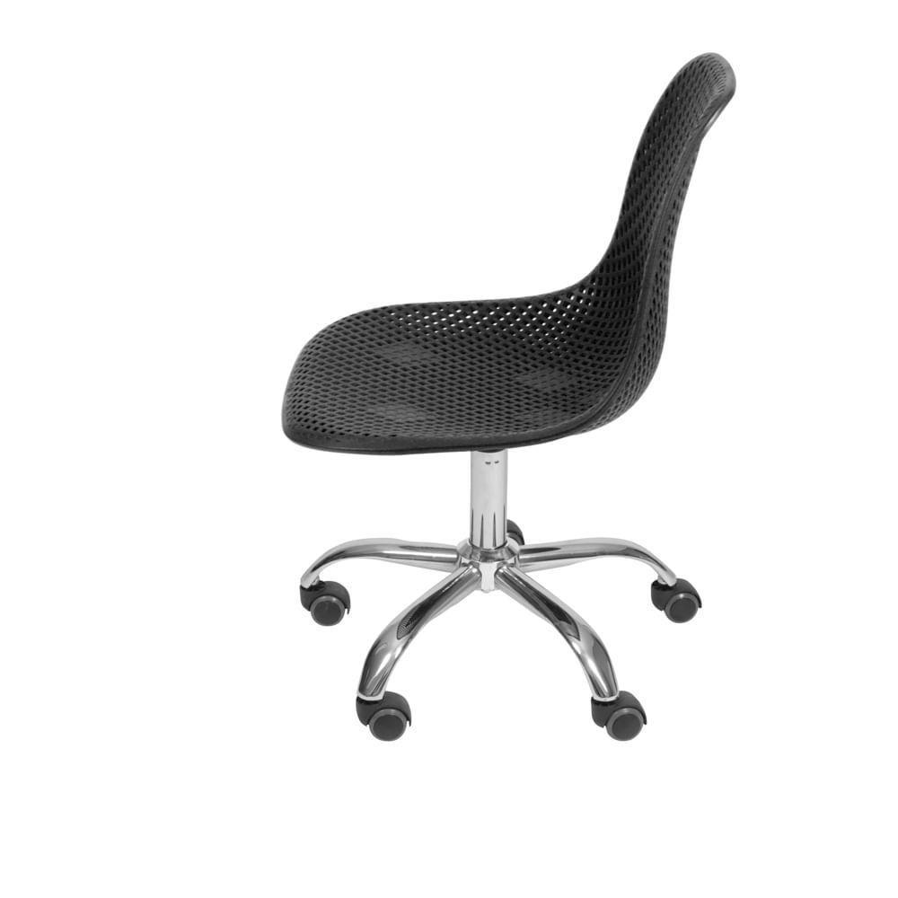 Cadeira Giratória Eames Colmeia Polipropileno Preta Base Rodizio Cromada - 4