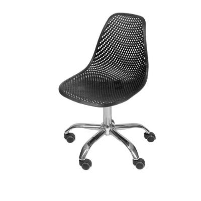 Cadeira Giratória Eames Colmeia Polipropileno Preta Base Rodizio Cromada