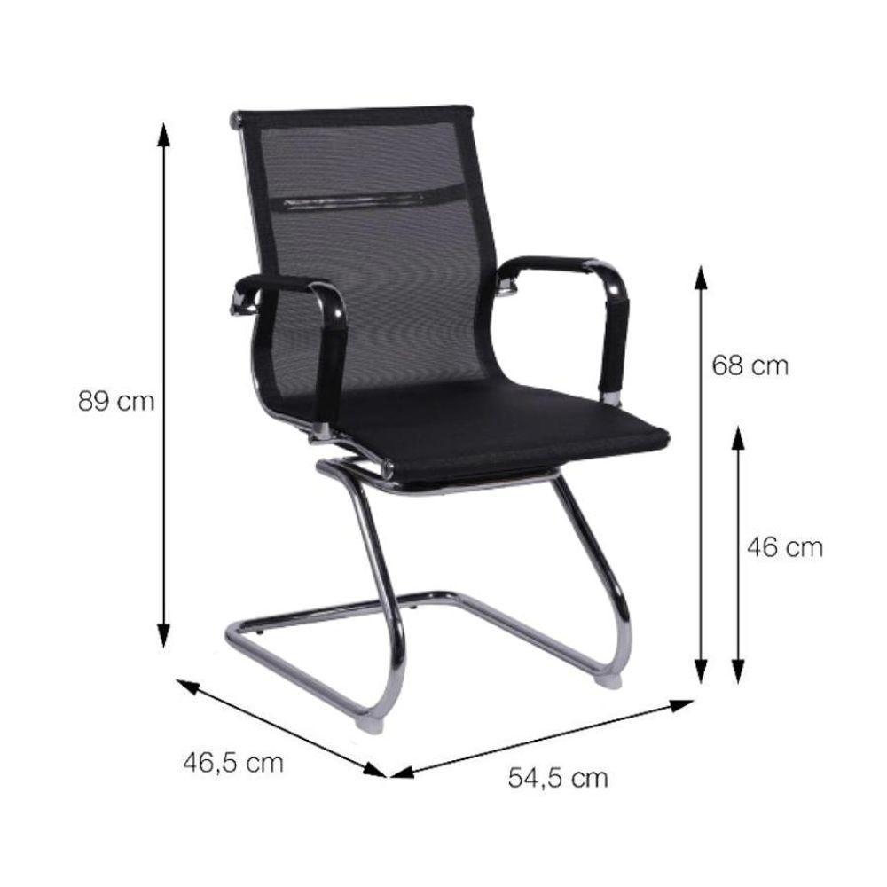 Cadeira Office Tela Preto Base Fixa Cromada - 2