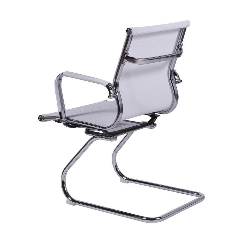Cadeira Office Tela Branca Base Fixa Cromada - 2
