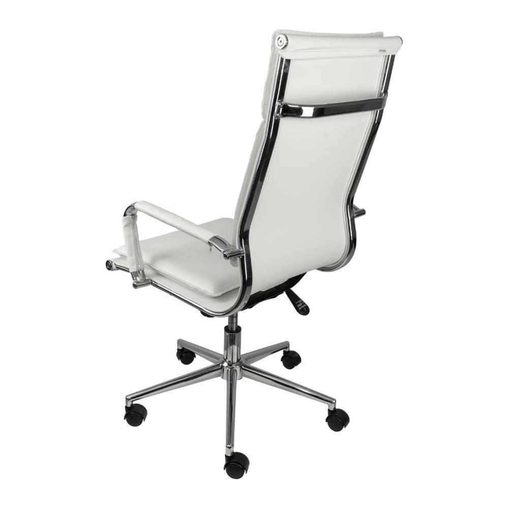 Cadeira Giratória Alta Office Soft Em Pu Branca Base Rodízio Cromado - 2
