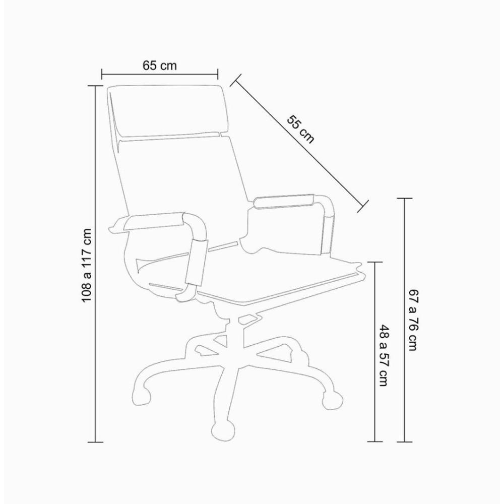 Cadeira Giratória Alta Office Soft Em Pu Branca Base Rodízio Cromado - 3