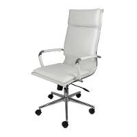 Cadeira Giratória Alta Office Soft Em Pu Branca Base Rodízio Cromado - 1