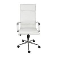 Cadeira Giratória Alta Office Soft Em Pu Branca Base Rodízio Cromado