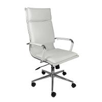 Cadeira Giratória Alta Office Soft Em Pu Branca Base Rodízio Cromado - 5