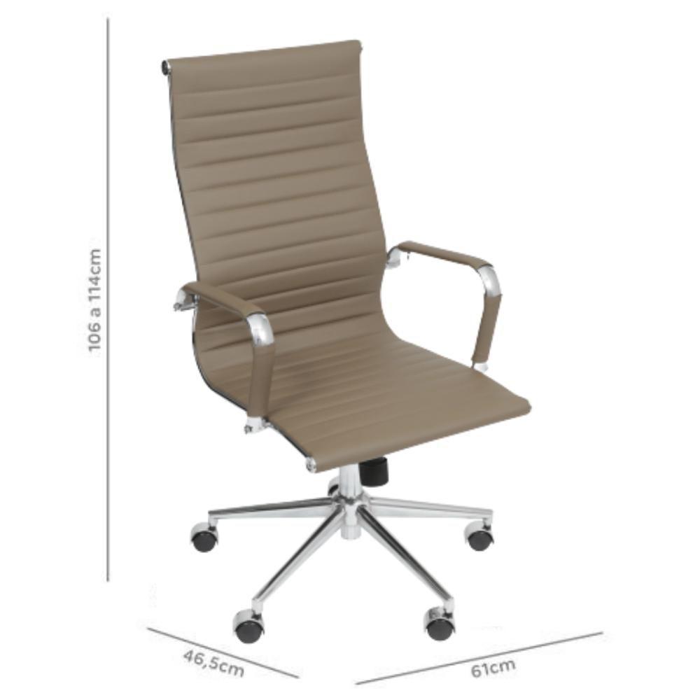 Cadeira Giratória Alta Office Esteirinha Em Pu Fendi Base Rodízio Cromado - 2